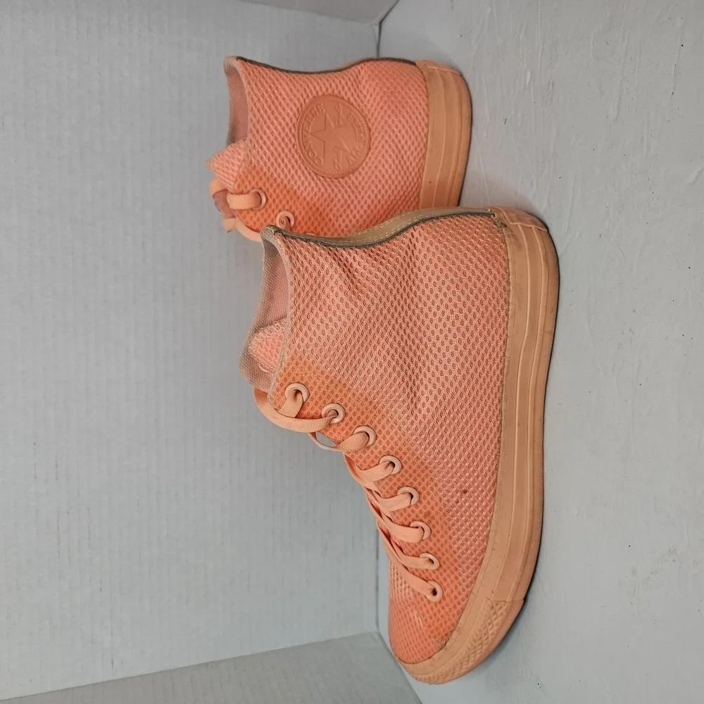 Converse Girls Orange Canvas High-Top Sneakers Size 7 Y